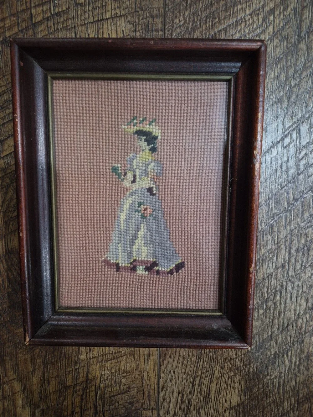 Vintage Wooden Framed Cross Stitch Needlepoint Victorian Art Lot